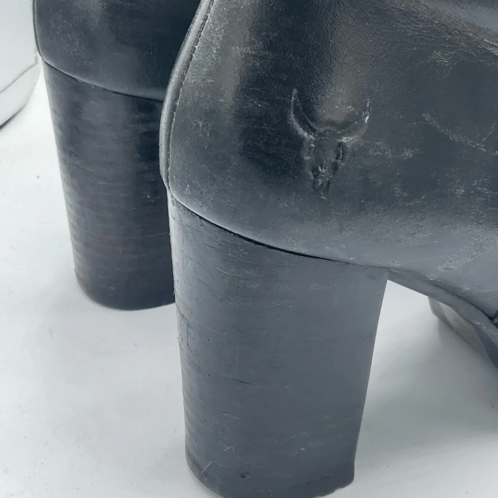 “RUDSAK” “TOTEM” Black Leather Zippered Ankle Boots. - Picture 11 of 16